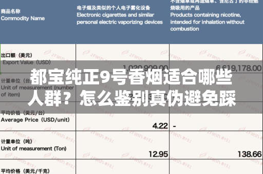 都宝纯正9号香烟适合哪些人群？怎么鉴别真伪避免踩坑？